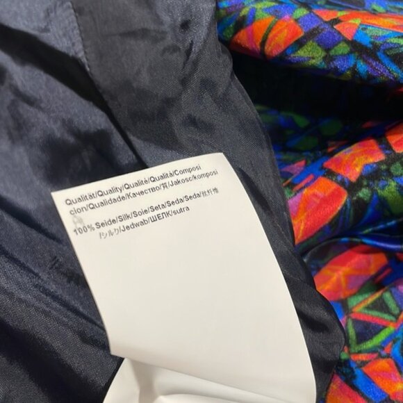 Hugo Hugo Boss Silk Multi Colored Stained Glass Geometric Tie Waist Dress - Picture 8 of 12